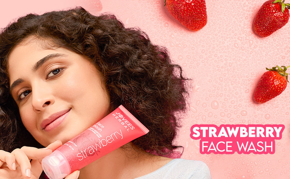 Jovees Herbal Strawberry Face Wash For Sheer Moisture & Glowing Skin | strawberry Face Wash | face wash for oily skin | face wash for skin whitening | facewash for brightening skin | tan removal face wash | face wash for dry skin | salicylic face wash | vitamin c face wash | face wash for clear skin | face wash for oily and acne prone skin | cleanser for oily skin